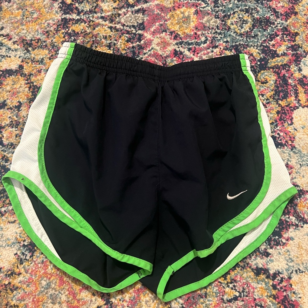 Nike navy blue and green shorts